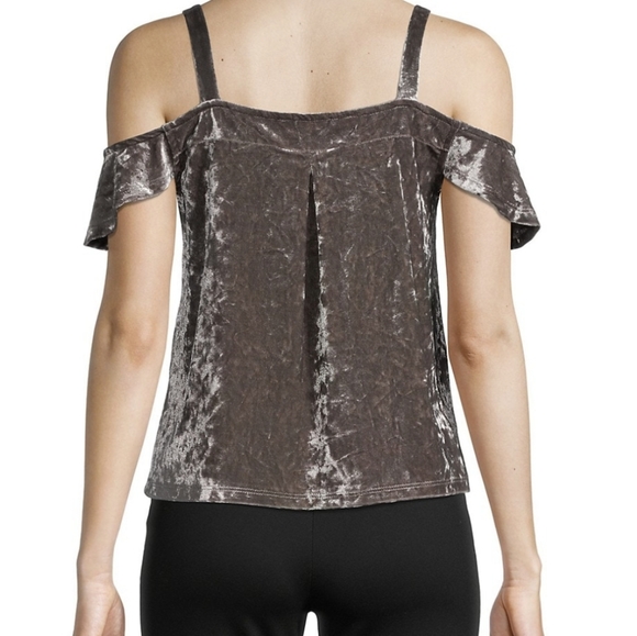 Bagatelle Crushed Velvet Cold Shoulder Top - Picture 2 of 13